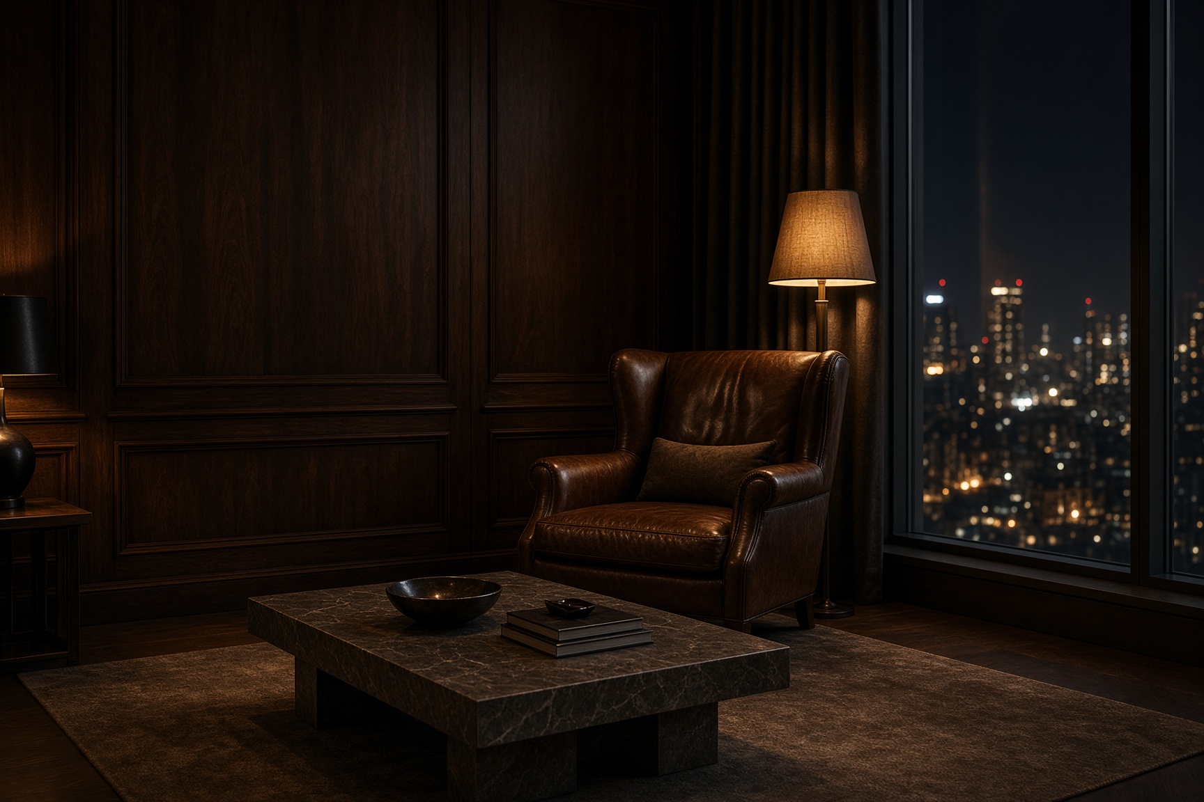 Quiet private lounge at night